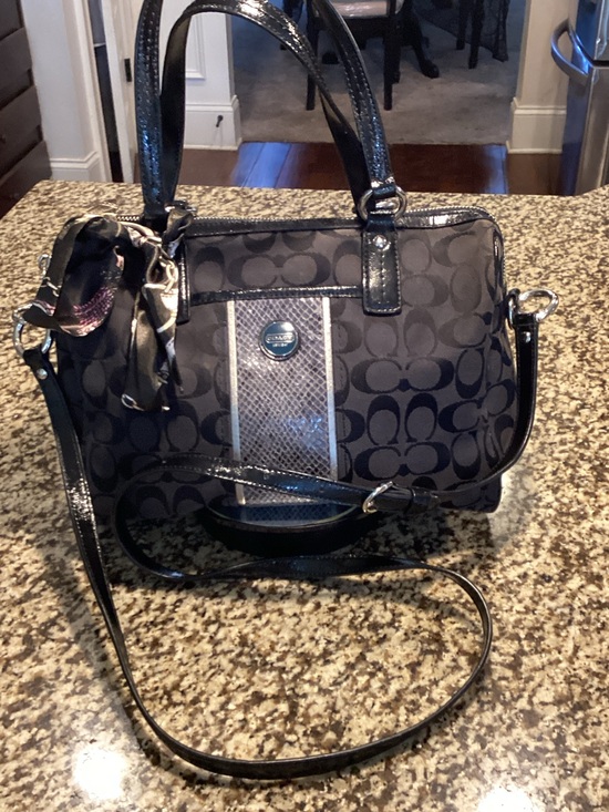 Coach Handbags - Coach Black Signature Jacquard Satchel with Crossbody Strap